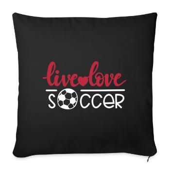 Cadeau de gardien de but de football live love - Housse de coussin décorative 45 x 45 cm - noir - Devant