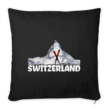 Ski Matterhorn Schweiz Bergsteiger Schneeliebhaber - Sofakissenbezug 45 x 45 cm - Schwarz - Vorne