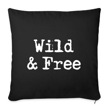 Rebell "Wild & Free" Typewriter Design - Sofakissenbezug 45 x 45 cm - Schwarz - Vorne