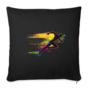 motif coloré d'un sprint de coureur - Housse de coussin décorative 45 x 45 cm - noir - Devant