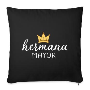 Grosse Schwester - Big Sister - Hermana spanisch - Sofakissenbezug 45 x 45 cm - Schwarz - Vorne