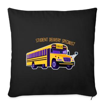 Chauffeur de bus bus scolaire - Étudiant delivery - Housse de coussin décorative 45 x 45 cm - noir - Devant