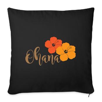 Ohana avec des fleurs d’hibiscus - Housse de coussin décorative 45 x 45 cm - noir - Devant