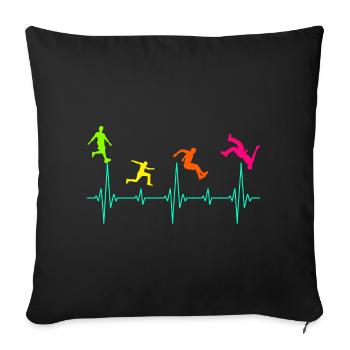 Parkour Free Running Runner Traceur Heartbeat - Sofa pillowcase 17,3'' x 17,3'' (45 x 45 cm) - black - Front