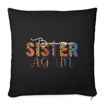 Big Sister Again for Girls Kid avec Rainbow Leopar - Housse de coussin décorative 45 x 45 cm - noir - Devant