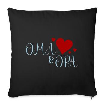 Oma und Opa Herz - Sofakissenbezug 45 x 45 cm - Schwarz - Vorne