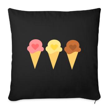 Ice Heart Ice Cream Strawberry Ice Cream Ice Cream Shop Gift - Sofa pillowcase 17,3'' x 17,3'' (45 x 45 cm) - black - Front