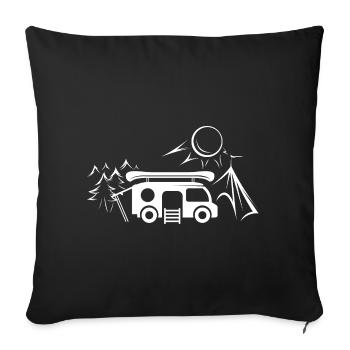 Camping Outdoor Travel Icône Icône Logo - Housse de coussin décorative 45 x 45 cm - noir - Devant