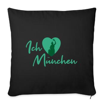 Ich liebe München - Schriftzug - Sofakissenbezug 45 x 45 cm - Schwarz - Vorne