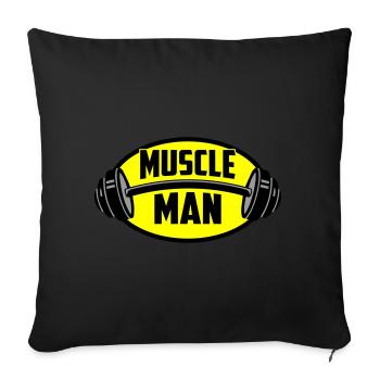 Farben änderbar | Muscle Man Logo - Sofakissenbezug 45 x 45 cm - Schwarz - Vorne