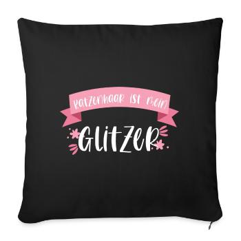 Katze Haustier Katzenhaar Glitzer Geschenk - Sofakissenbezug 45 x 45 cm - Schwarz - Vorne