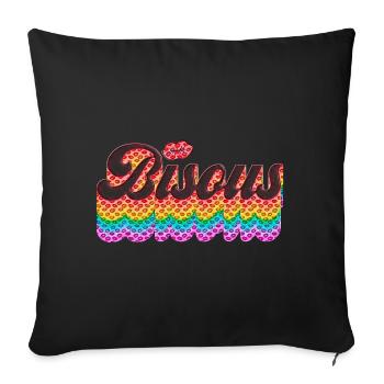Bisou’s Kiss Kiss Love Saint-Valentin - Housse de coussin décorative 45 x 45 cm - noir - Devant