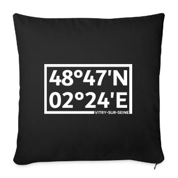Vitry-sur-Seine coordinates - Sofa pillowcase 17,3'' x 17,3'' (45 x 45 cm) - black - Front