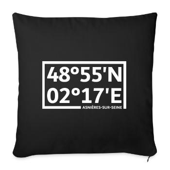 Asnières-sur-Seine coordinates - Sofa pillowcase 17,3'' x 17,3'' (45 x 45 cm) - black - Front
