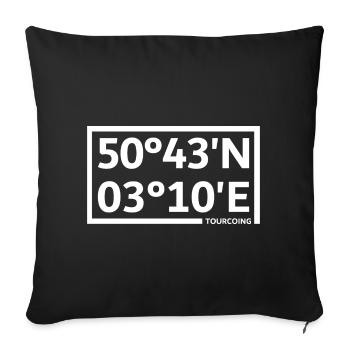 Tourcoing Koordinaten - Sofakissenbezug 45 x 45 cm - Schwarz - Vorne