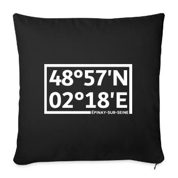 Épinay-sur-Seine coordinates - Sofa pillowcase 17,3'' x 17,3'' (45 x 45 cm) - black - Front