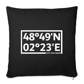 Ivry-sur-Seine coordinates - Sofa pillowcase 17,3'' x 17,3'' (45 x 45 cm) - black - Front