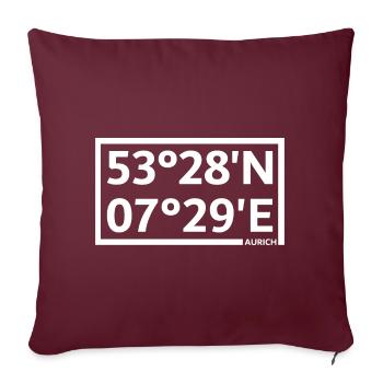 Aurich Koordinaten - Sofakissenbezug 45 x 45 cm - Burgunderrot - Vorne
