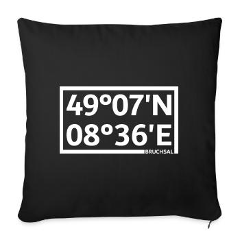 Bruchsal Koordinaten - Sofakissenbezug 45 x 45 cm - Schwarz - Vorne