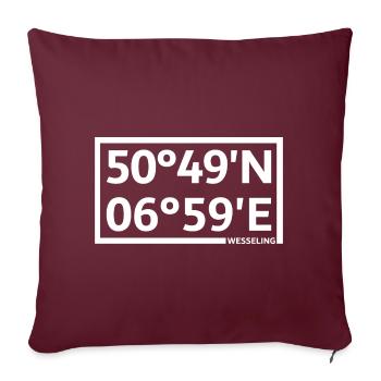 Wesseling Koordinaten - Sofakissenbezug 45 x 45 cm - Burgunderrot - Vorne