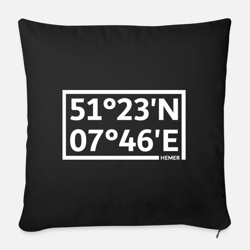 Hemer coordinates - Sofa pillowcase 17,3'' x 17,3'' (45 x 45 cm) - black