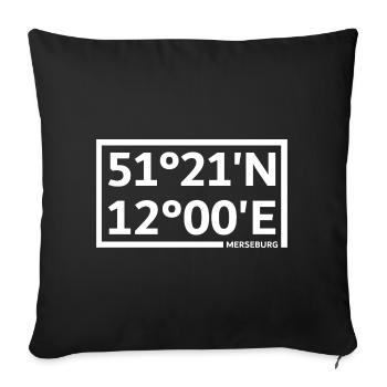Merseburg Koordinaten - Sofakissenbezug 45 x 45 cm - Schwarz - Vorne