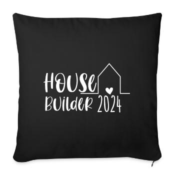 Housebuilder 2024 – Builders Start of construction house - Sofa pillowcase 17,3'' x 17,3'' (45 x 45 cm) - black - Front