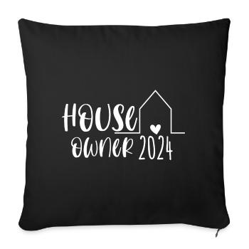 Propriétaire 2024 – Maison et maison de rêve - Housse de coussin décorative 45 x 45 cm - noir - Devant