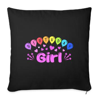 Fille d’anniversaire - Housse de coussin décorative 45 x 45 cm - noir - Devant