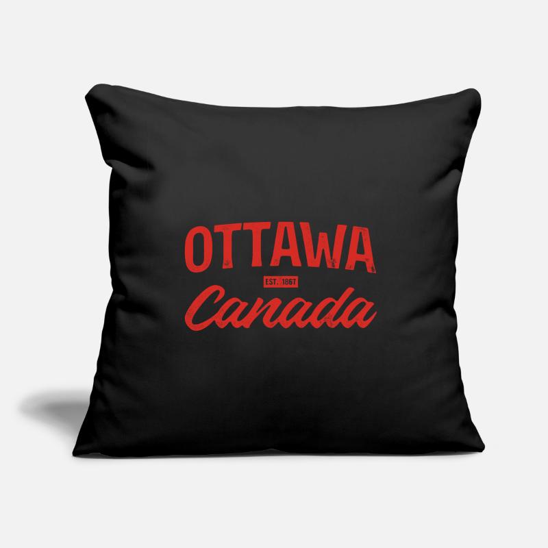 Ottawa Canada Retro Script Rouge Housse de coussin décorative 45 x 45 cm