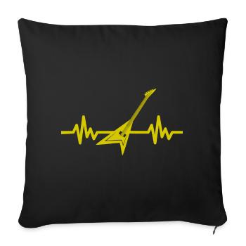 Herzschlag Gitarre - Rock 'n' Roll Punk Band Metal - Sofakissenbezug 45 x 45 cm - Schwarz - Vorne