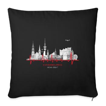 Hamburg / Stadt / Metropole / Elbe - Sofakissenbezug 45 x 45 cm - Schwarz - Vorne