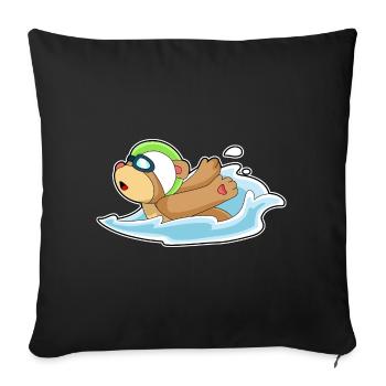 Lunettes de natation pour ours Été - Housse de coussin décorative 45 x 45 cm - noir - Devant