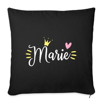 Couronne de nom de Marie - Housse de coussin décorative 45 x 45 cm - noir - Devant