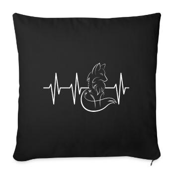 icône de renard de pouls icône de renards de battement de cœur icône de renards - Housse de coussin décorative 45 x 45 cm - noir - Devant