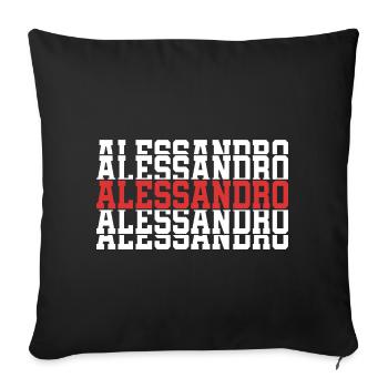 T-shirt Alessandro t-shirt cadeau texte empilé - Housse de coussin décorative 45 x 45 cm - noir - Devant