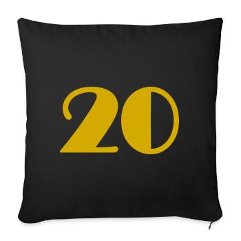 20. 20 ANS. 20e ANNIVERSAIRE. ANNIVERSAIRE 20 ANS. - Housse de coussin décorative 45 x 45 cm - noir - Devant