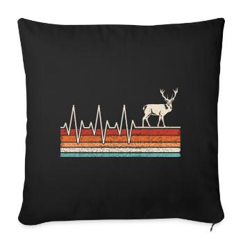 Battement de cœur du cerf - Housse de coussin décorative 45 x 45 cm - noir - Devant