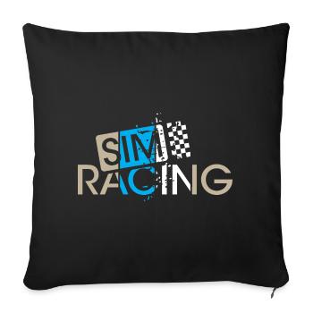 sim racing gaming checkered flag car driver gamer - Sofa pillowcase 17,3'' x 17,3'' (45 x 45 cm) - black - Front