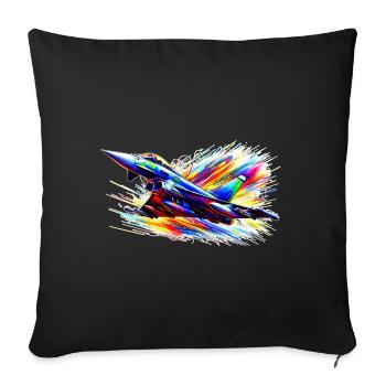 Avion de chasse / Eurofighter - Color Splash - Housse de coussin décorative 45 x 45 cm - noir - Devant