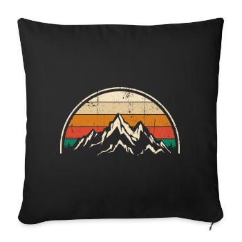 Crimson Peaks Retro Sonnenuntergang - Sofakissenbezug 45 x 45 cm - Schwarz - Vorne
