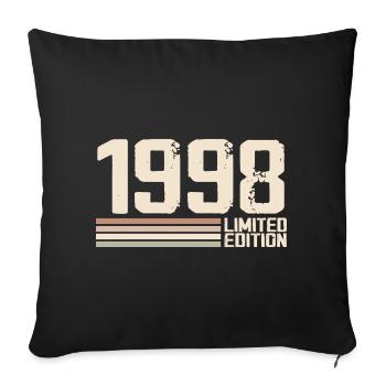 1998 Millésime 1998 Anniversaire 1998 Rétro 1998 - Housse de coussin décorative 45 x 45 cm - noir - Devant