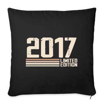 2017 Jahrgang 2017 Geburtstag 2017 Retro 2017 - Sofakissenbezug 45 x 45 cm - Schwarz - Vorne