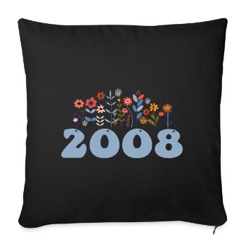 2008 Floral Pattern 2008 Floral Theme Flowers 2008 - Sofa pillowcase 17,3'' x 17,3'' (45 x 45 cm) - black - Front