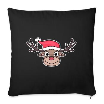 Renne cerf Chapeau de Noël Mignon - Housse de coussin décorative 45 x 45 cm - noir - Devant
