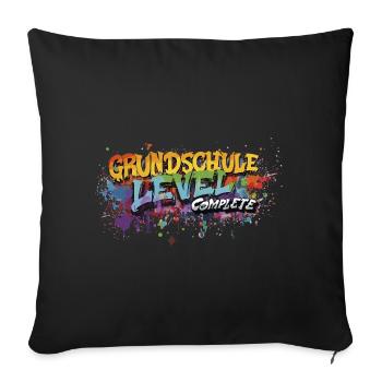 Grundschule Level Complete Graffiti Abschlussshirt - Sofakissenbezug 45 x 45 cm - Schwarz - Vorne