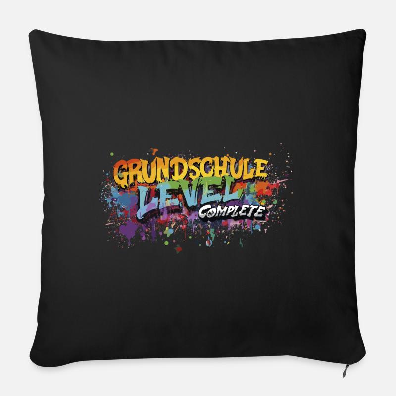 Grundschule Level Complete Graffiti Abschlussshirt - Sofakissenbezug 45 x 45 cm - Schwarz