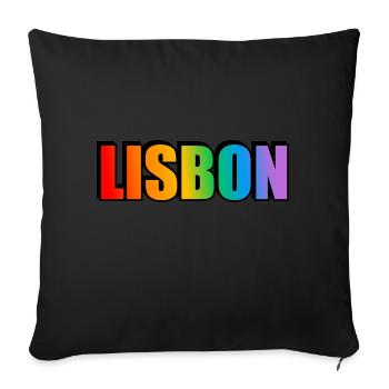 Lissabon Gay Regenbogen LGBT Pride - Sofakissenbezug 45 x 45 cm - Schwarz - Vorne