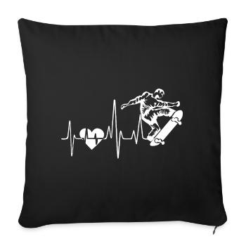 Skateboarding Heartbeat - Sofa pillowcase 17,3'' x 17,3'' (45 x 45 cm) - black - Front