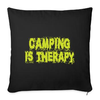 Camping is therapy - Sofa pillowcase 17,3'' x 17,3'' (45 x 45 cm) - black - Front